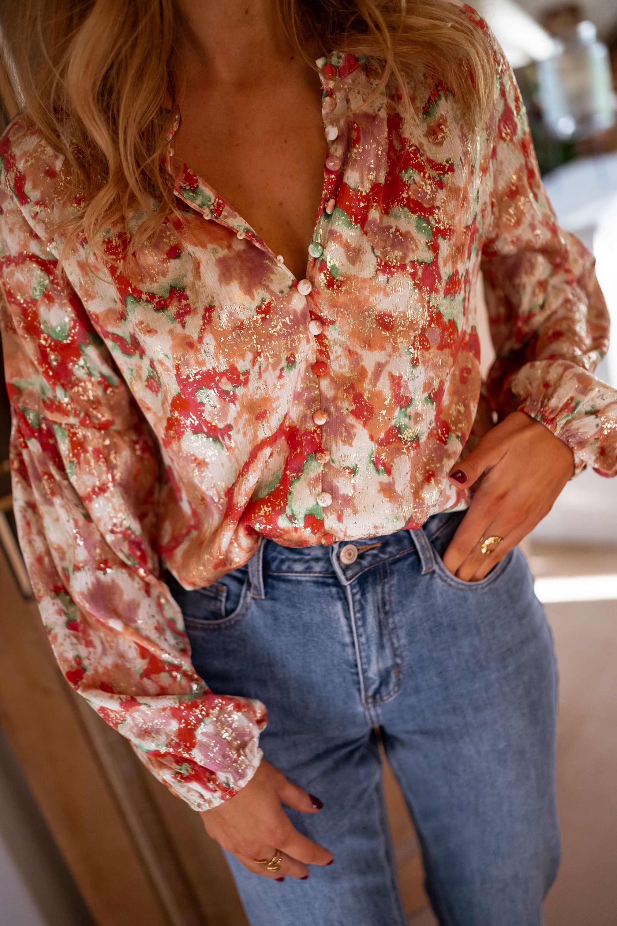 Orange and Green Jackson Blouse