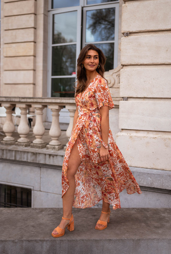 Orange Floral Leidi Dress