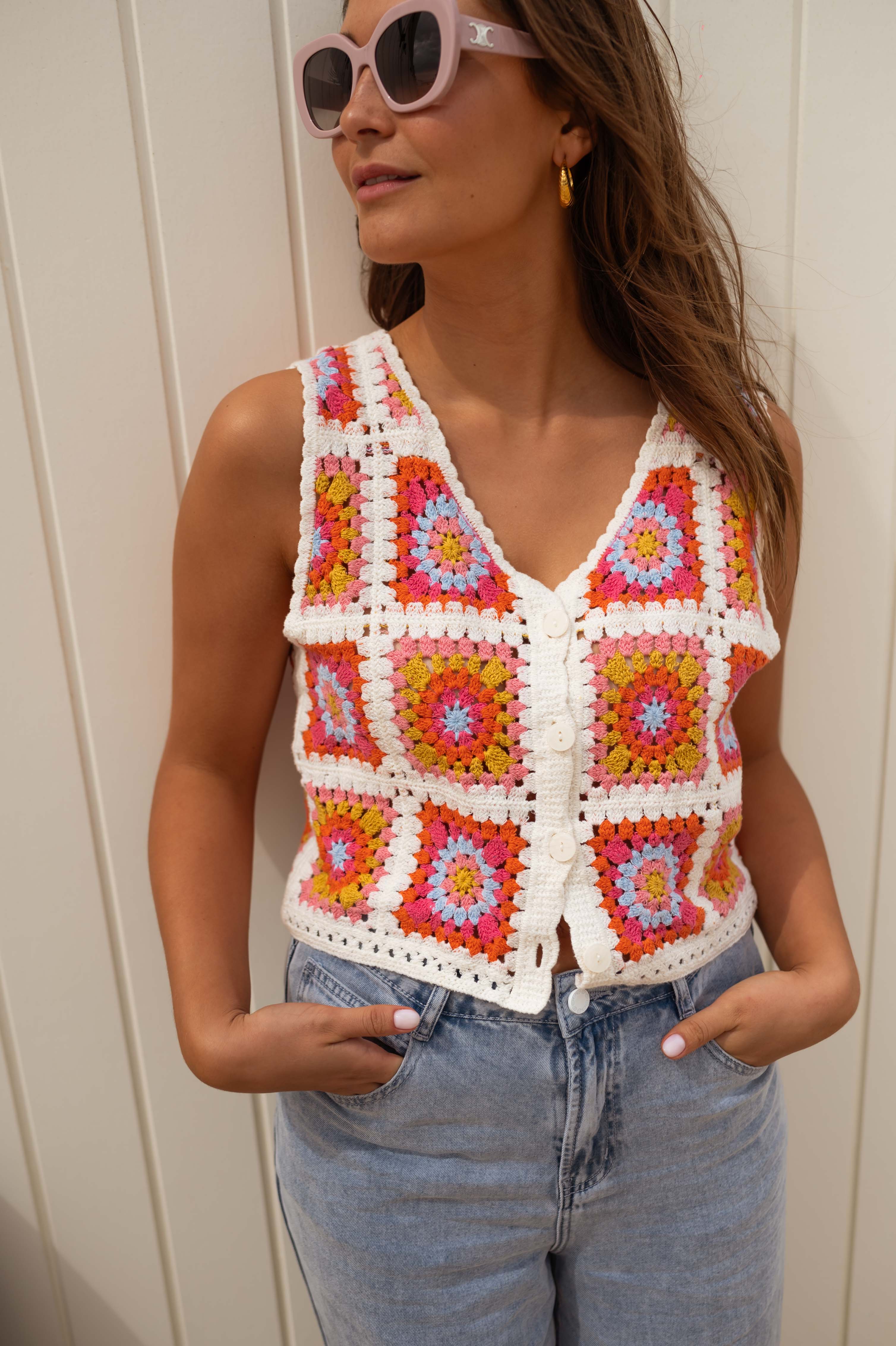 Pink and Orange Sleeveless Aimee Top