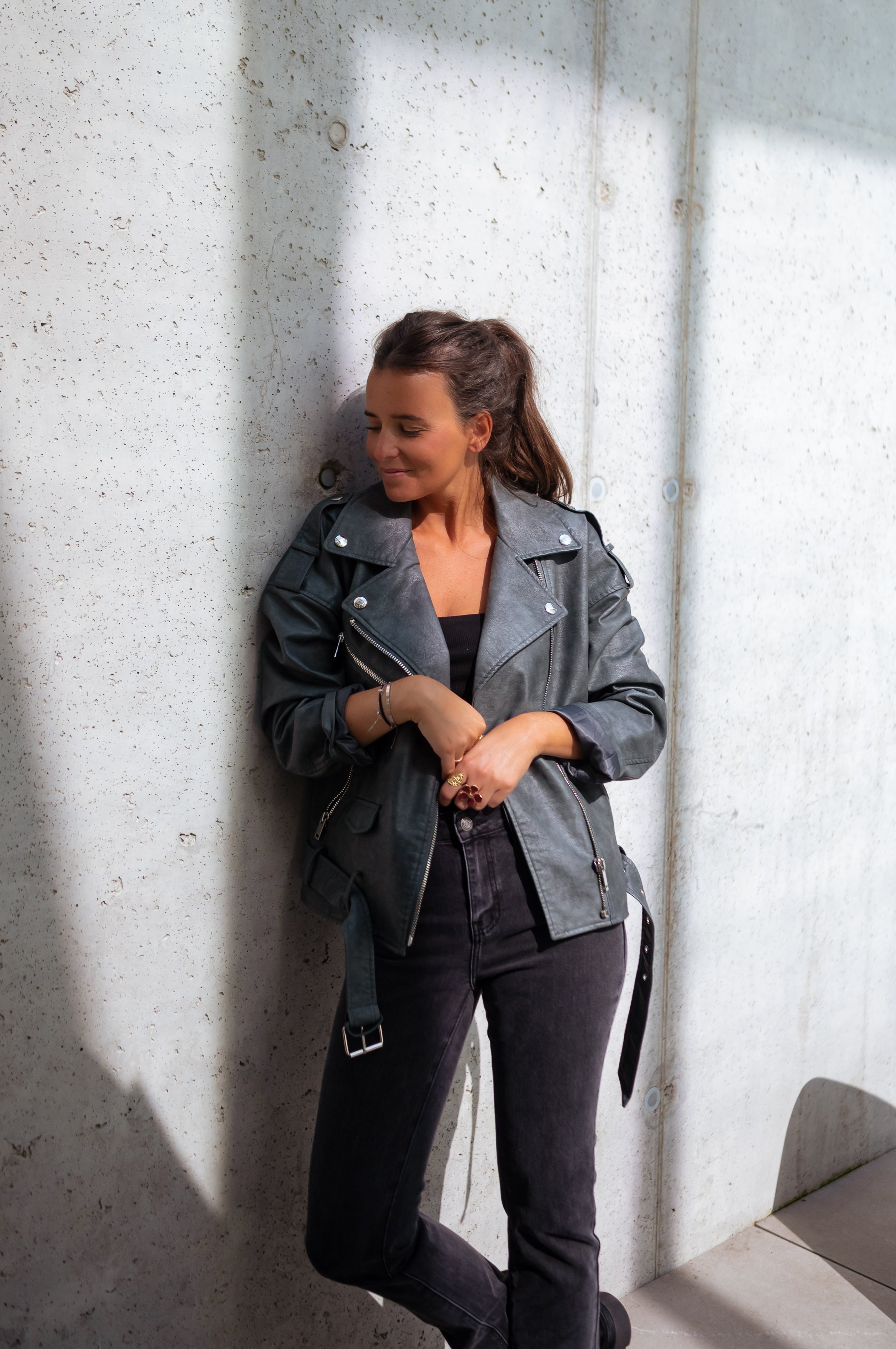 Grey Romu Biker Jacket