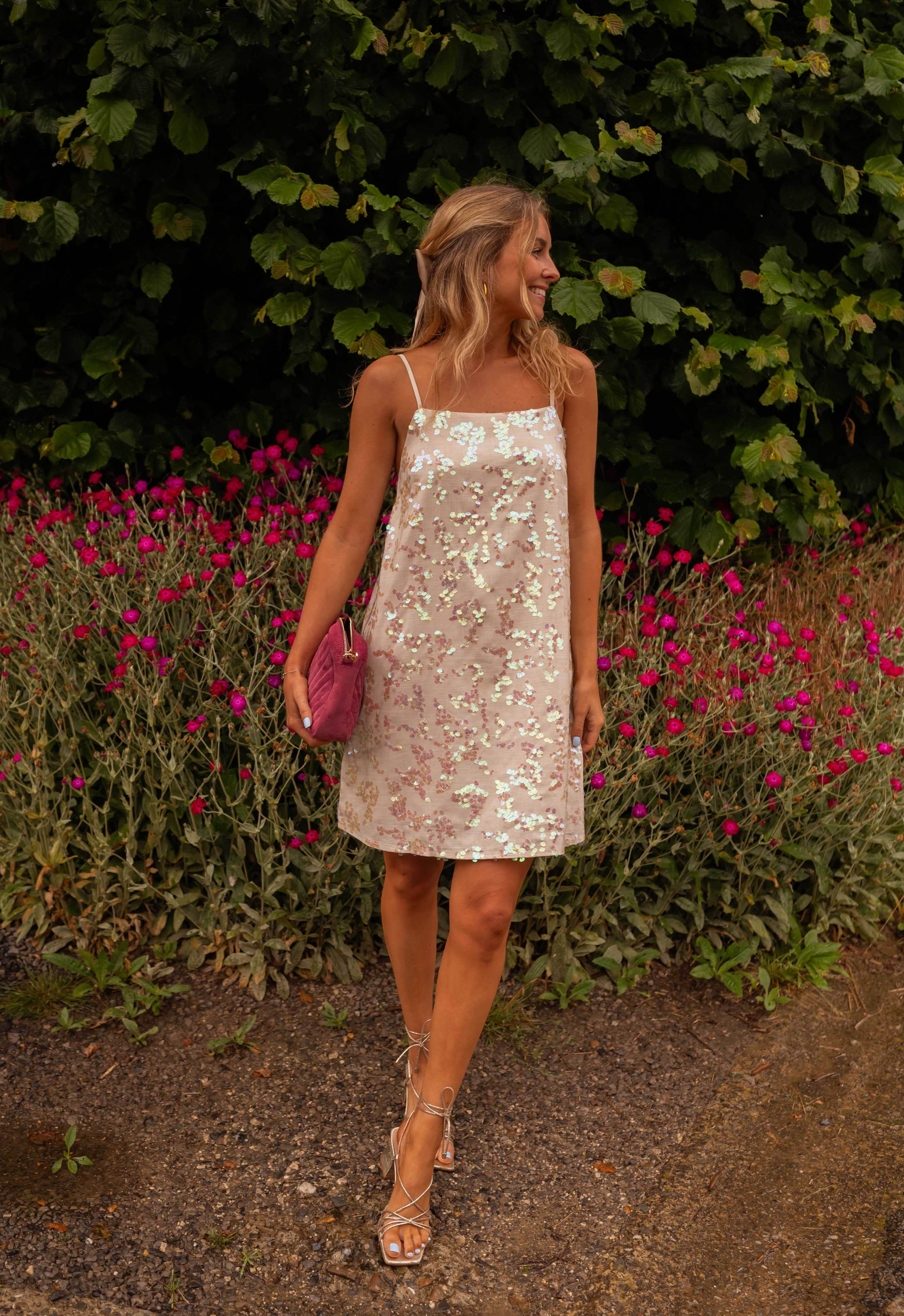 Beige Sequin Paca Dress