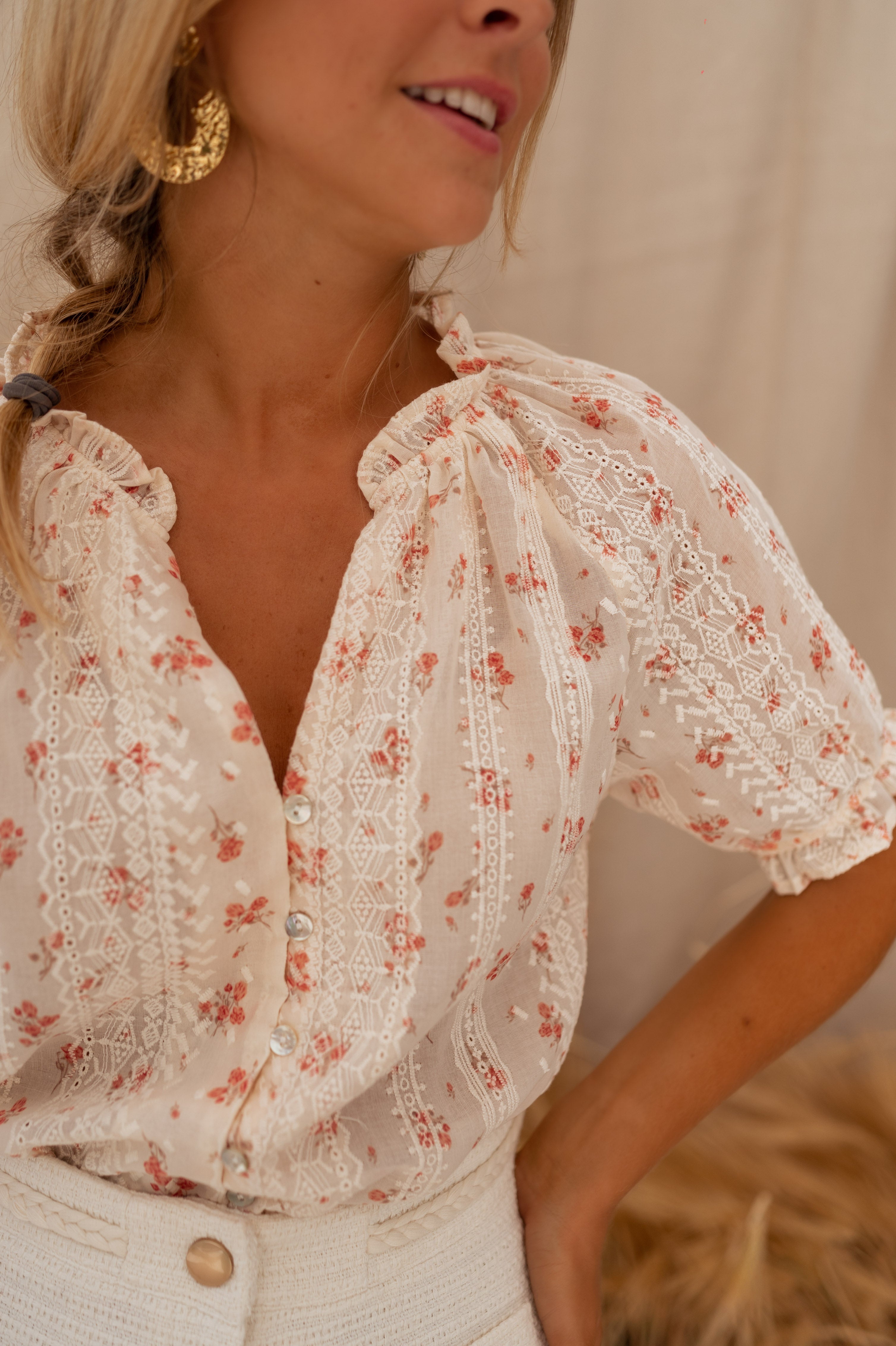 Ecru Embroidered Carine Blouse