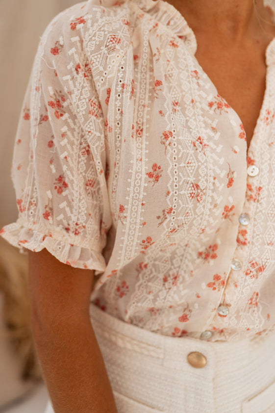 Ecru Embroidered Carine Blouse