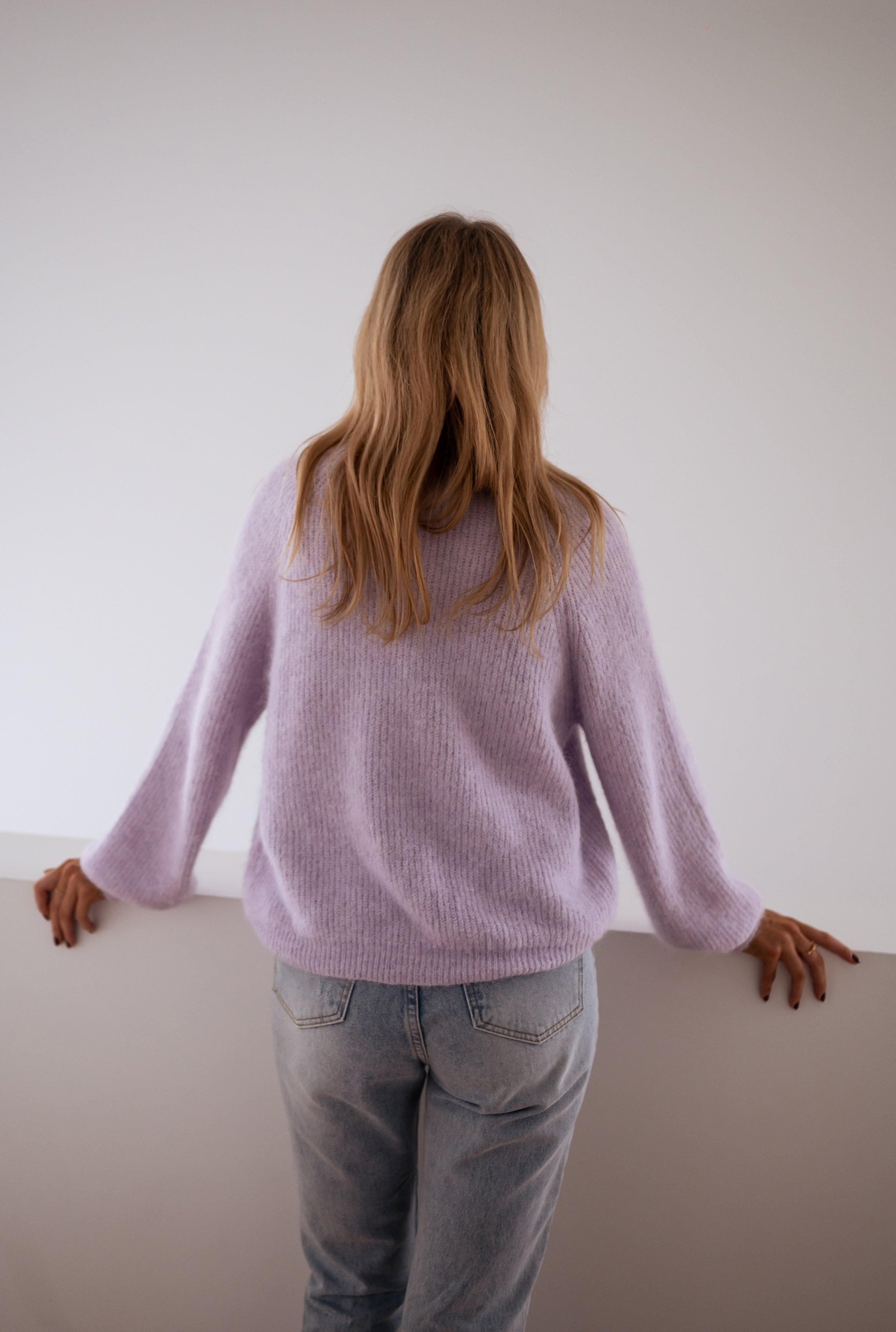 Lilac Isa Cardigan with Shiny Buttons