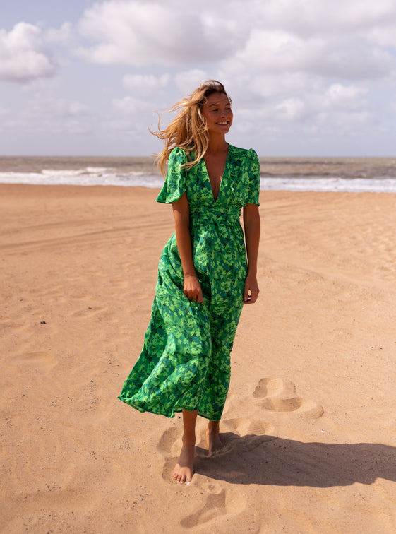 Green Patterned Tiphaine Dress