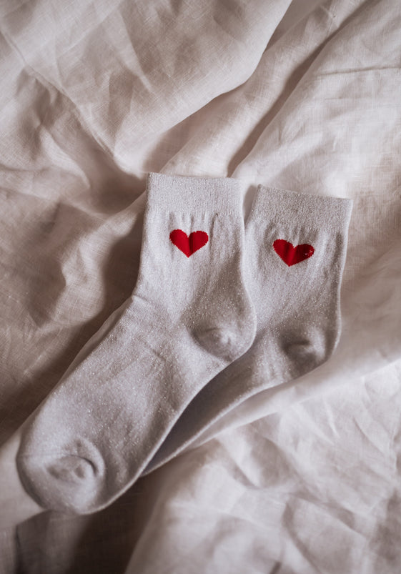 Silvery Heart Socks