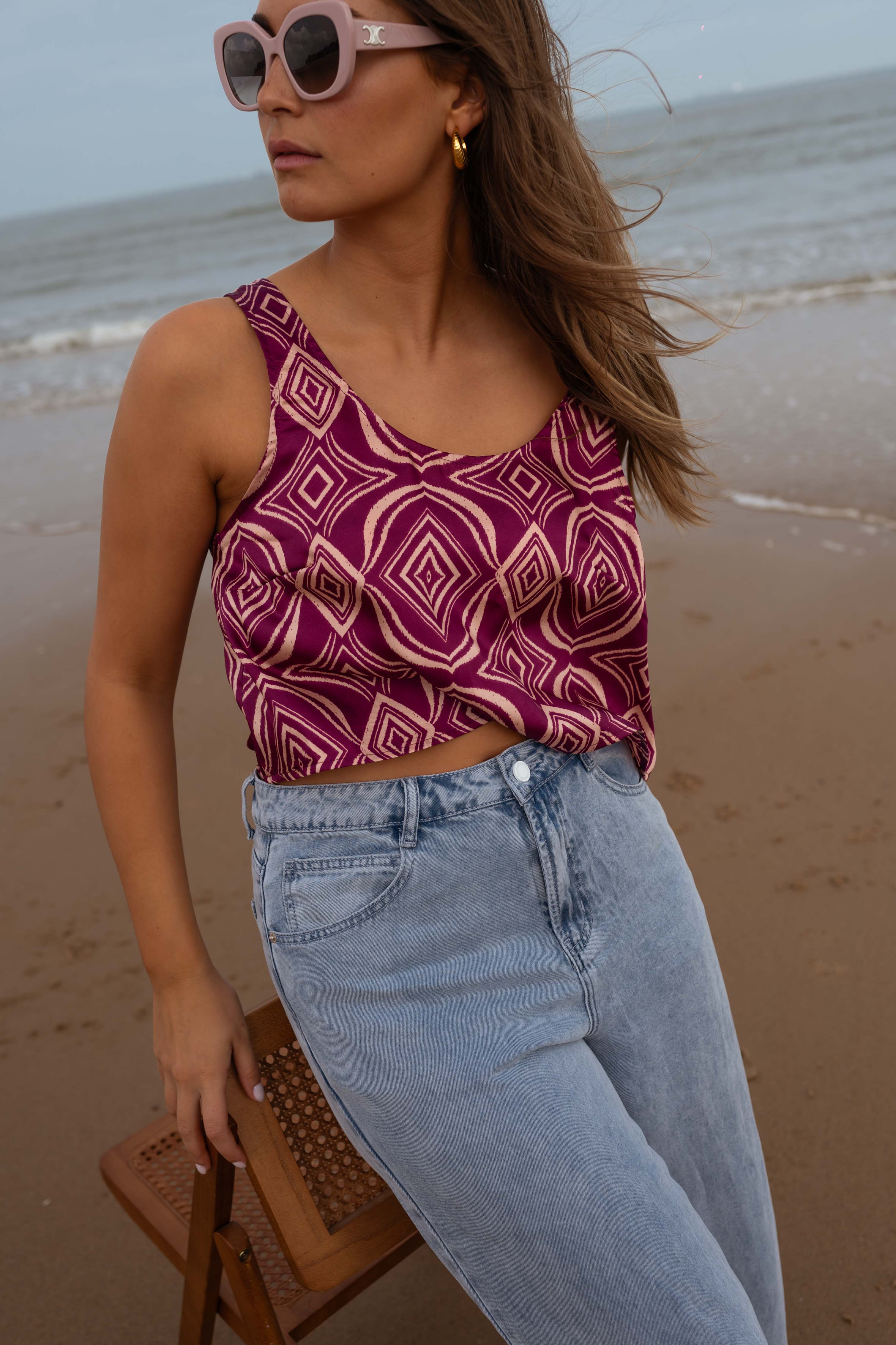 Purple Patterned Hiba Top