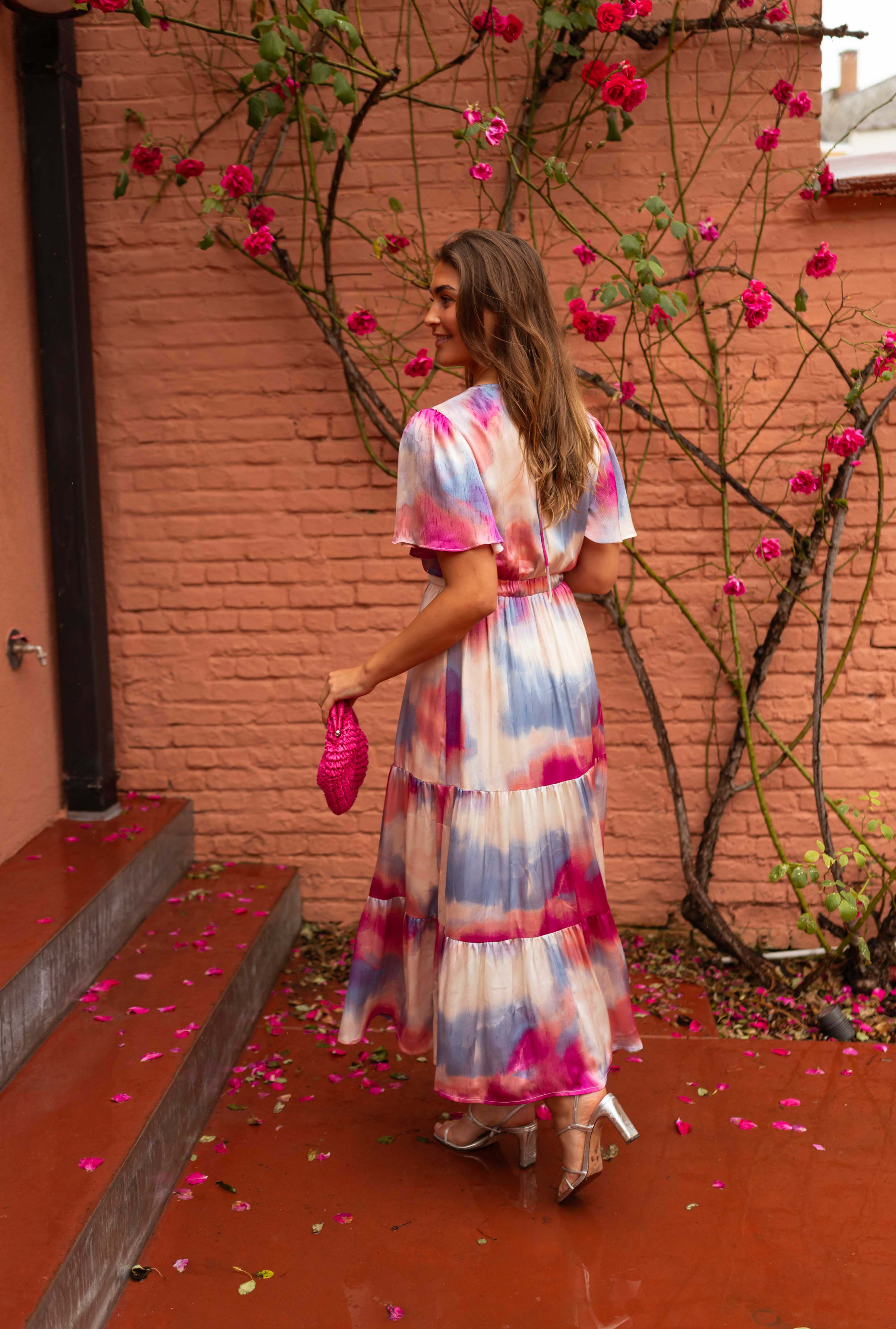 Blue and Pink Patterned Franka Dress