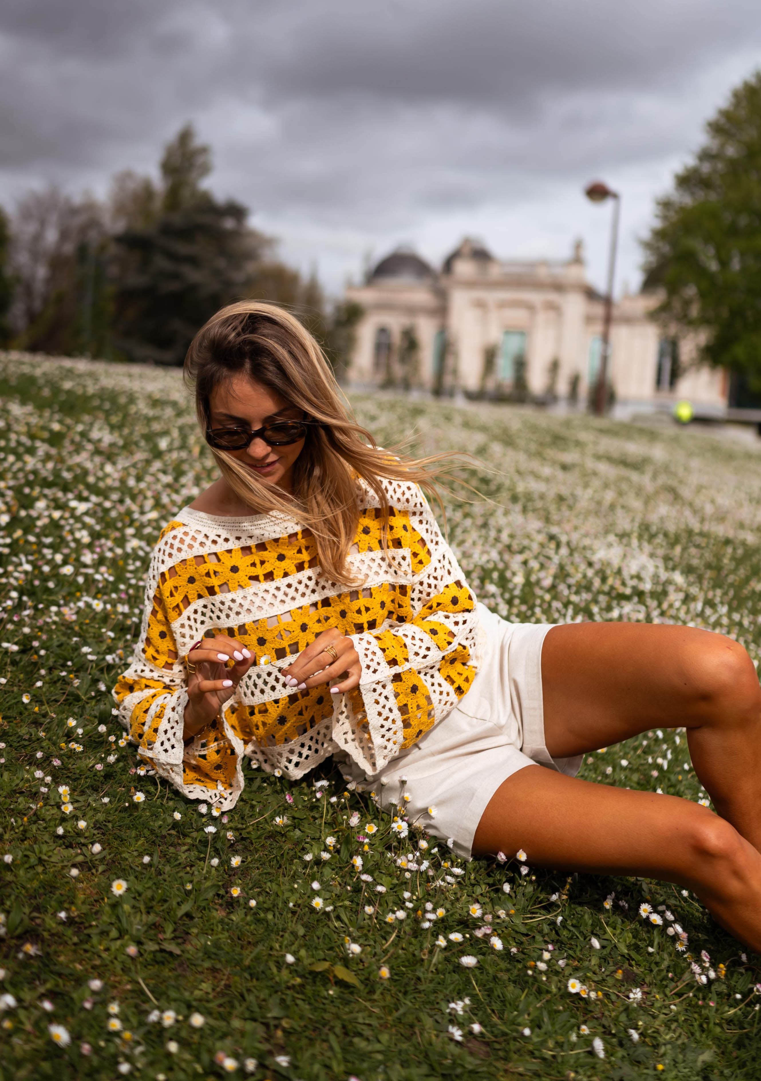 Ecru and Yellow Crochet Taylor Blouse