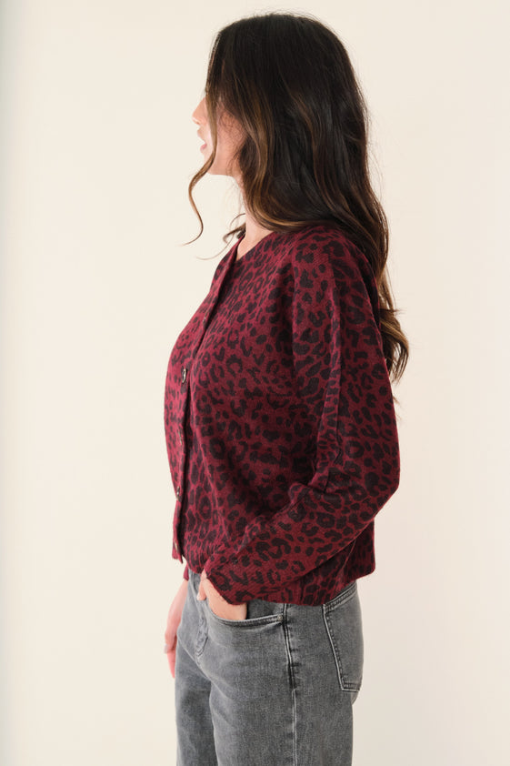 Burgundy Leopard Ozro Cardigan