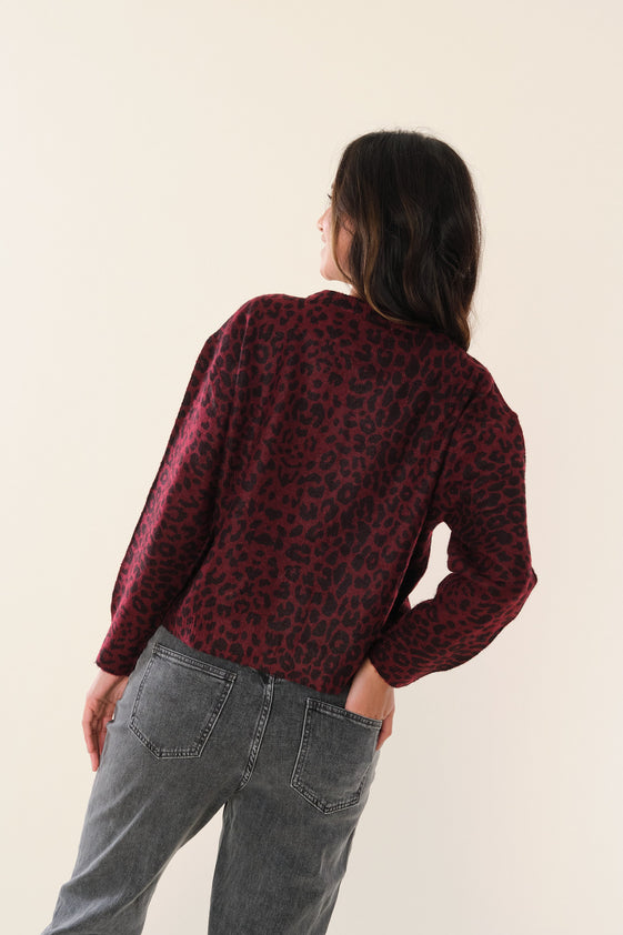 Burgundy Leopard Ozro Cardigan