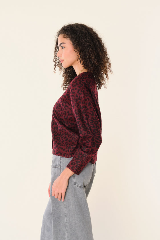 Burgundy Leopard Ozro Cardigan