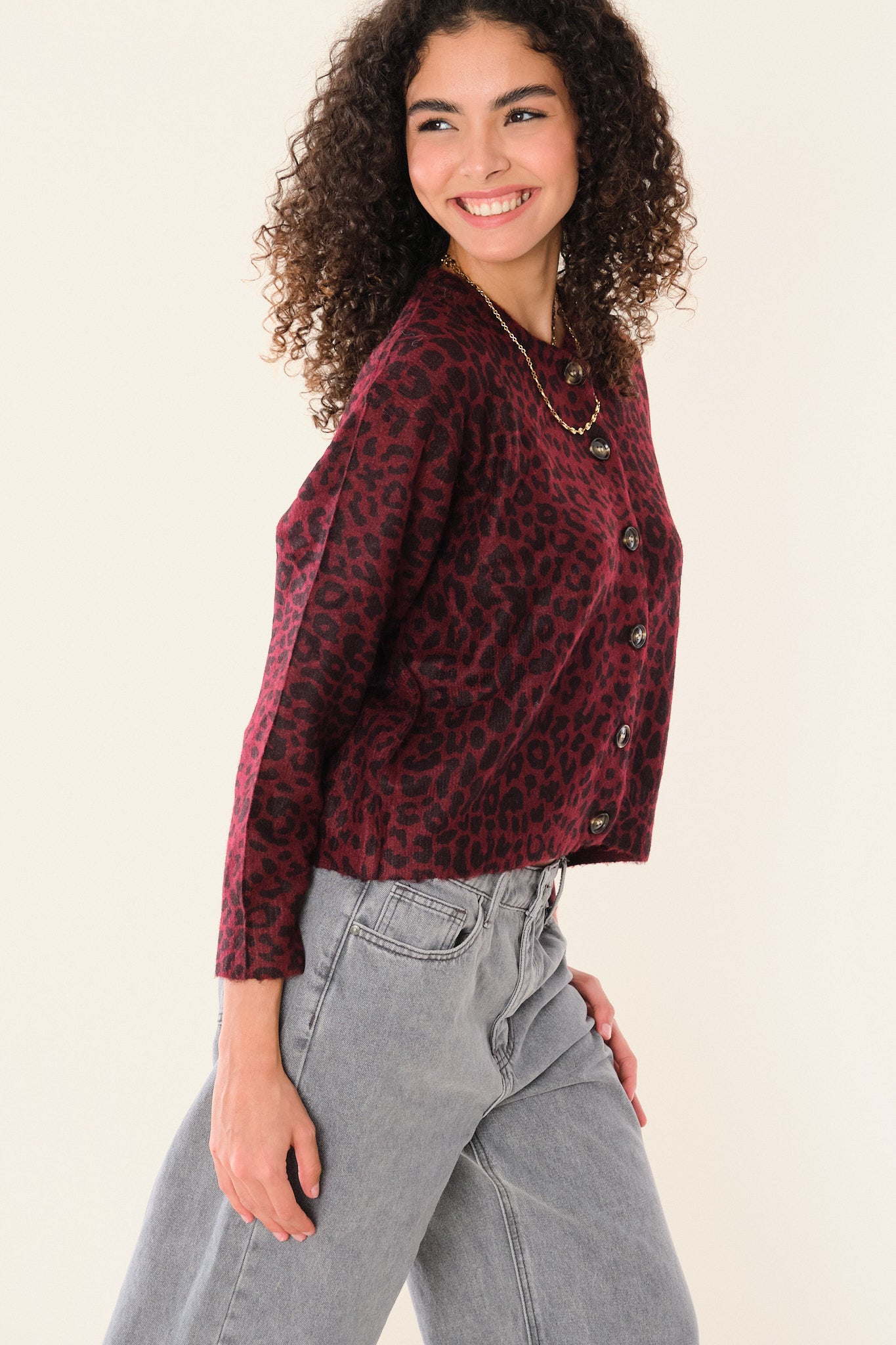 Burgundy Leopard Ozro Cardigan