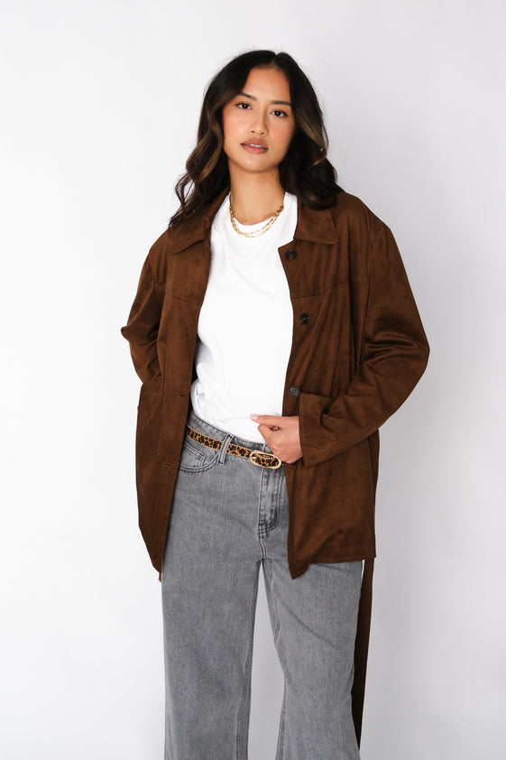 Chocolate Nore Suede Jacket