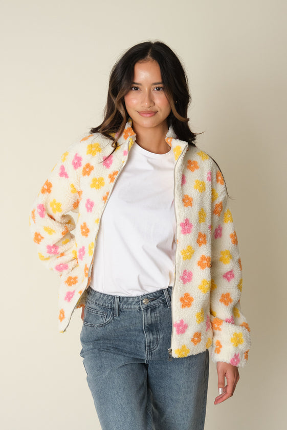 Ecru Floral Danilo Polar Fleece Jacket