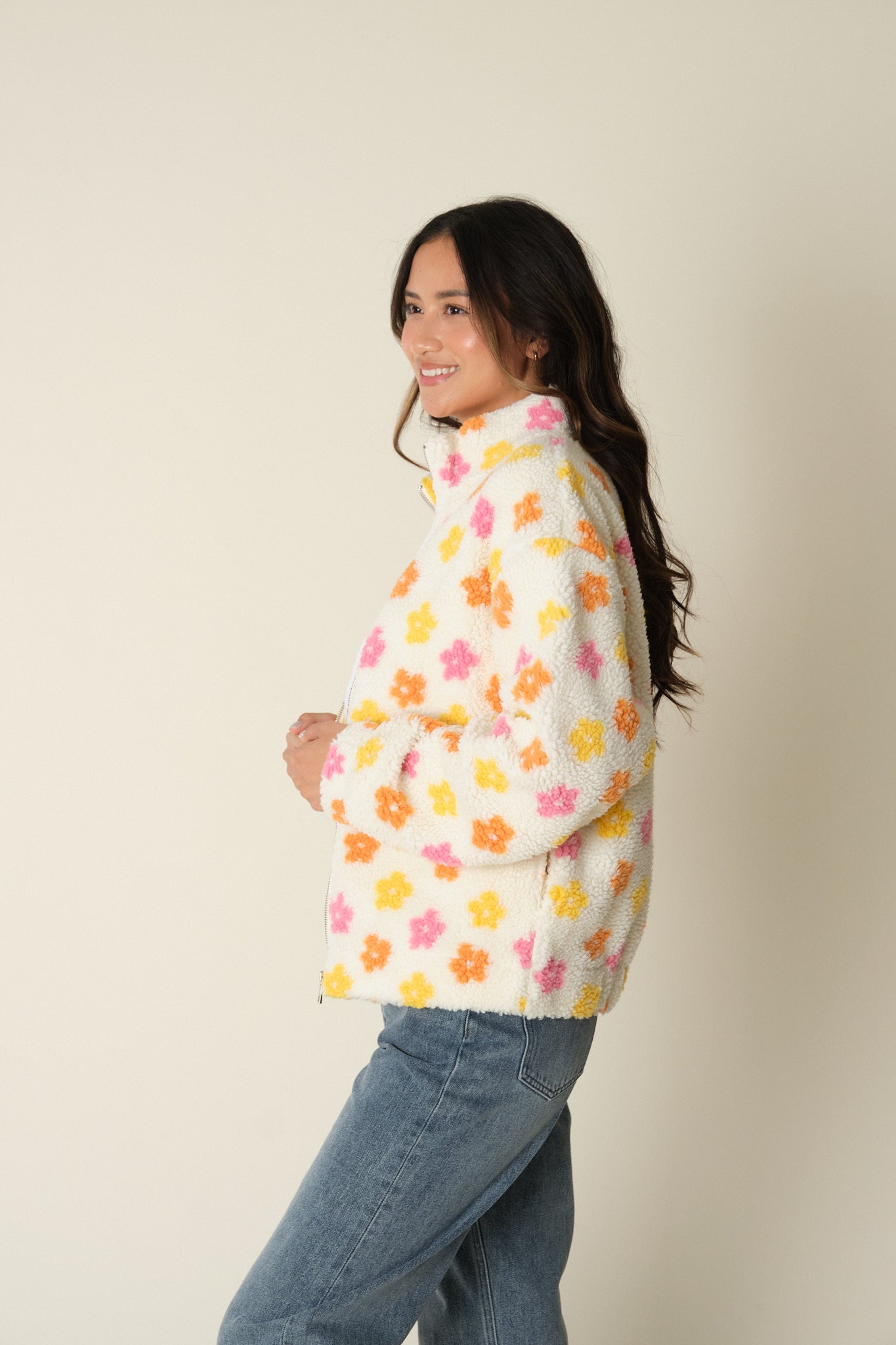 Ecru Floral Danilo Polar Fleece Jacket