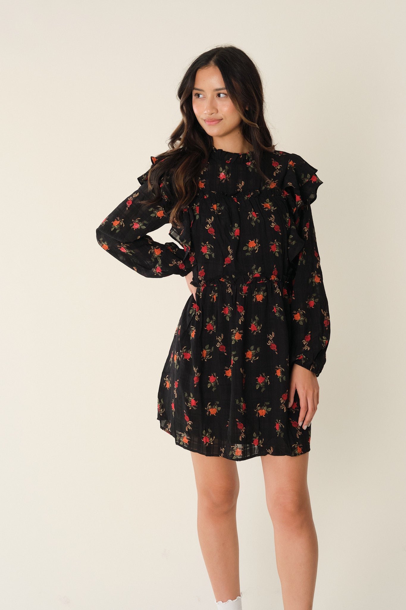 Black Floral Elane Dress