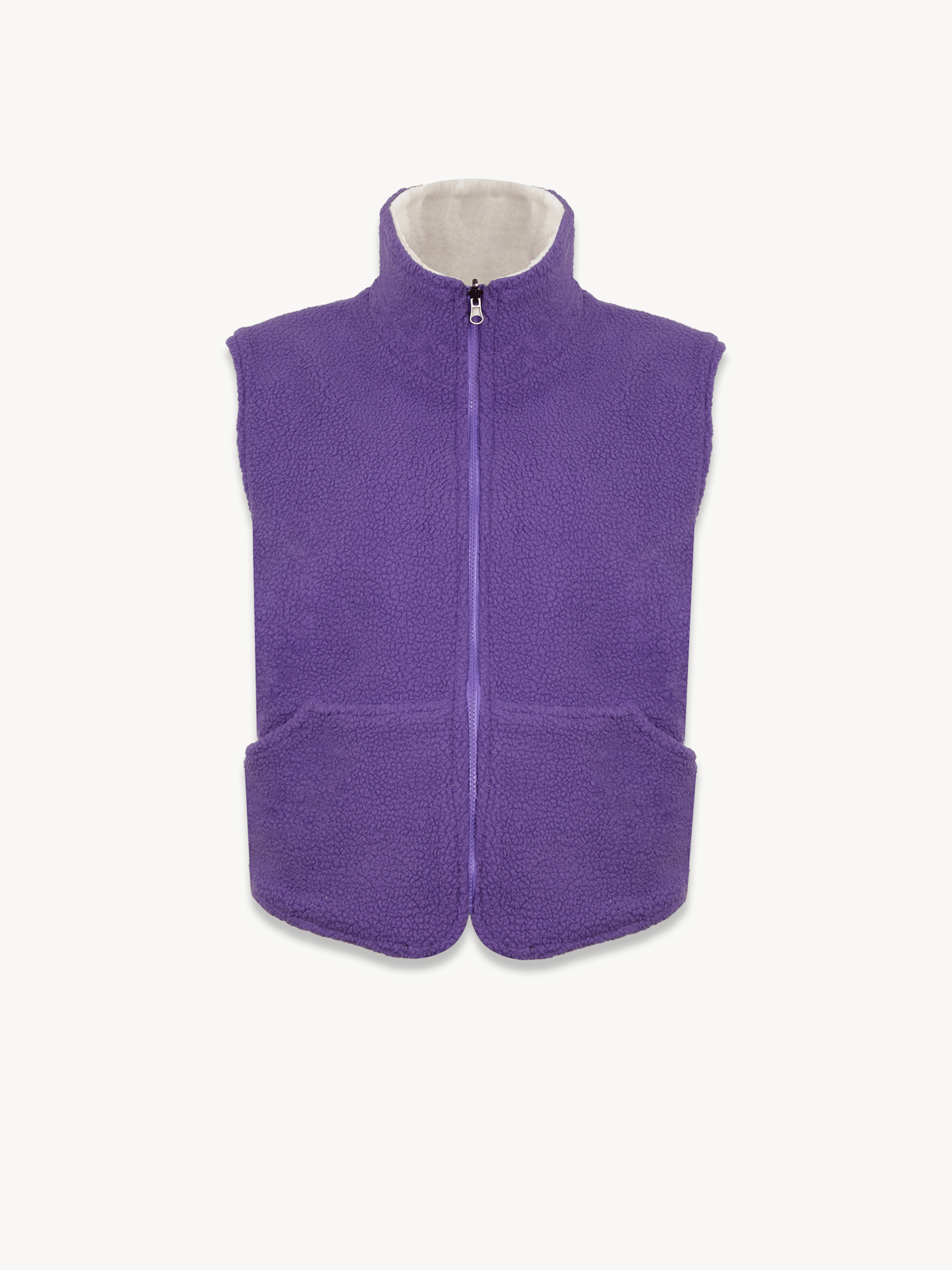 Ecru and Purple Dorian Polar Fleece Cardigan