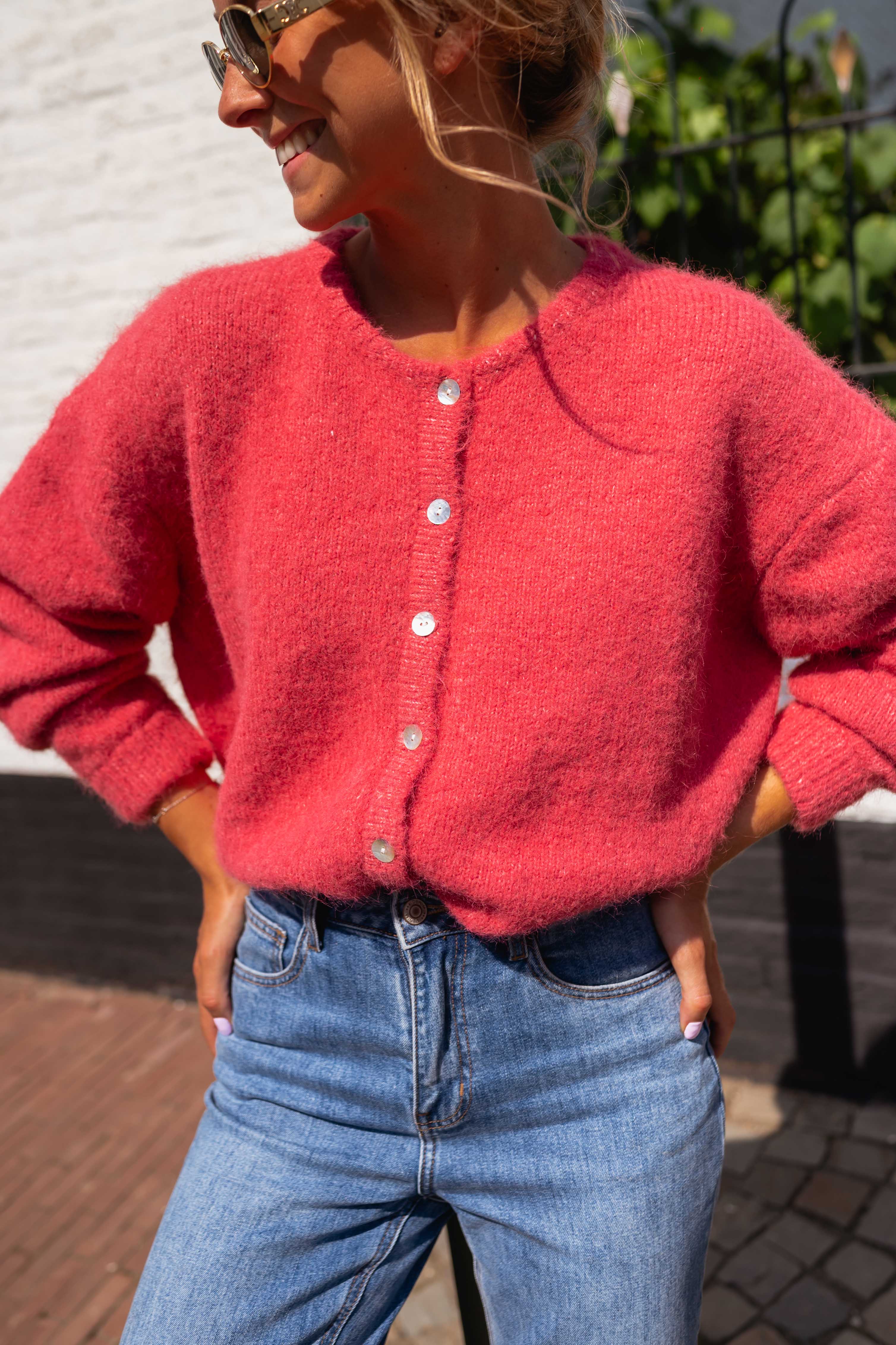 Raspberry Harris Cardigan