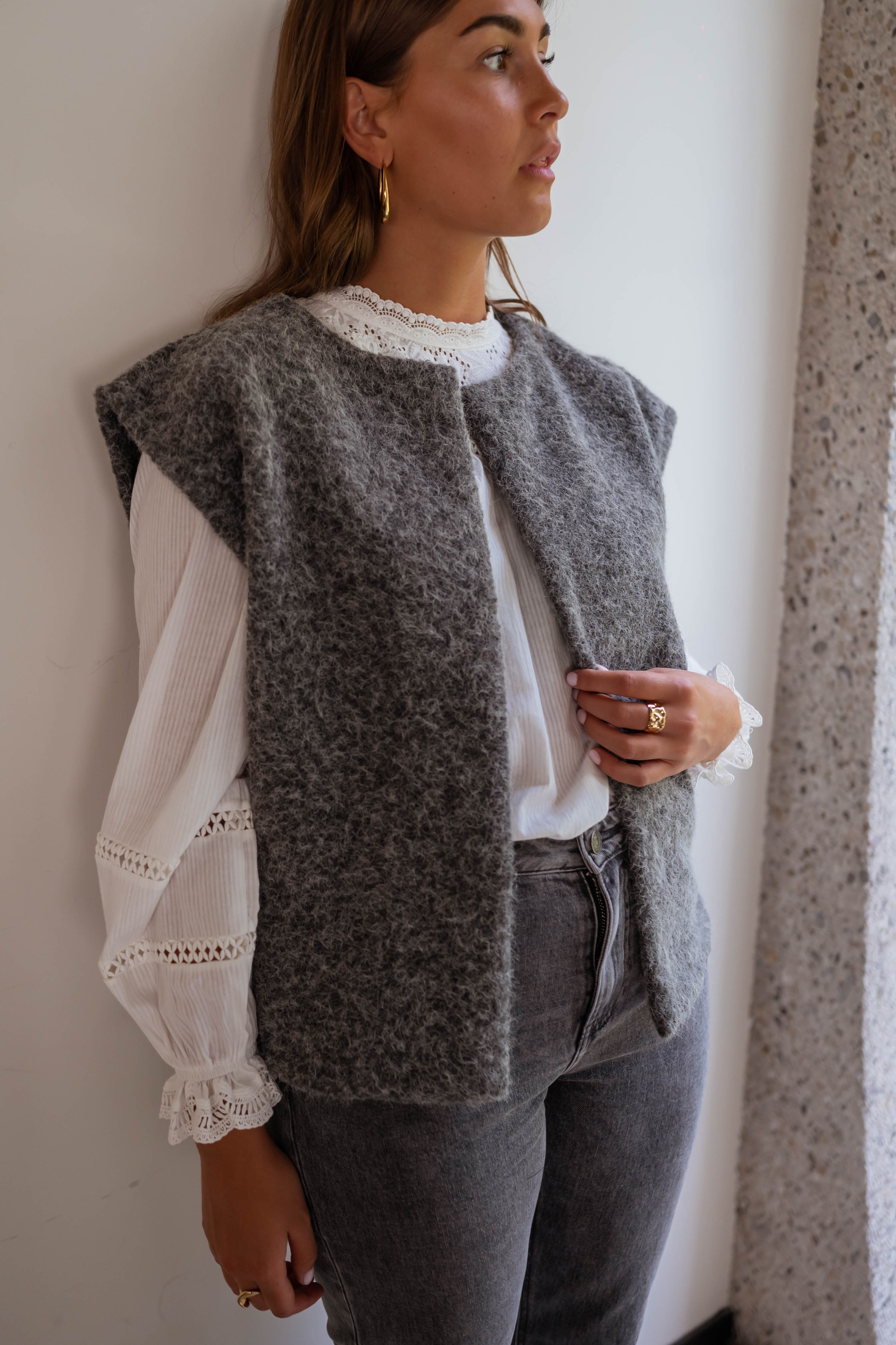 Grey Lander Sleeveless Cardigan