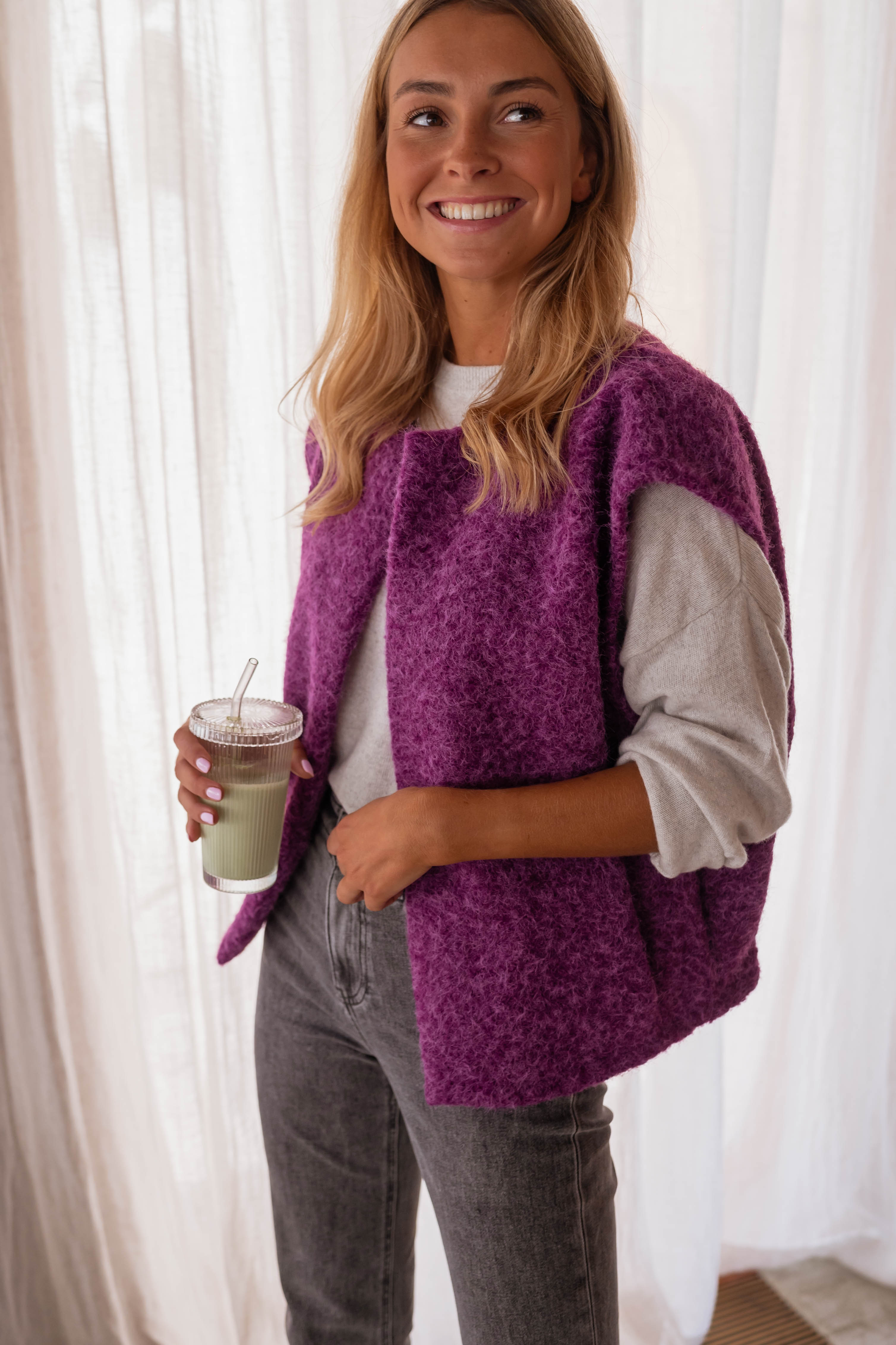 Purple Lander Sleeveless Cardigan