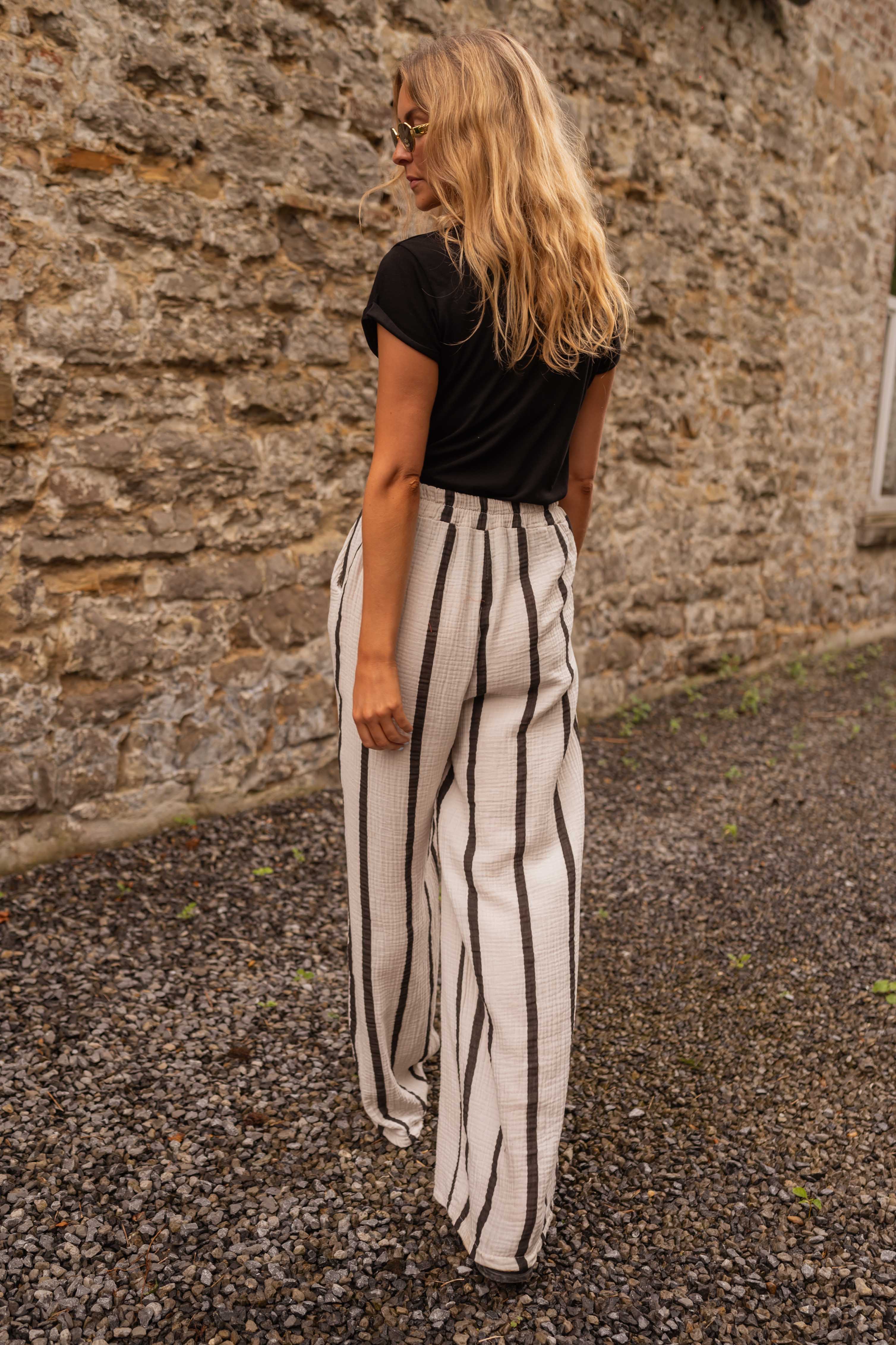 Ecru Striped Maho Pants