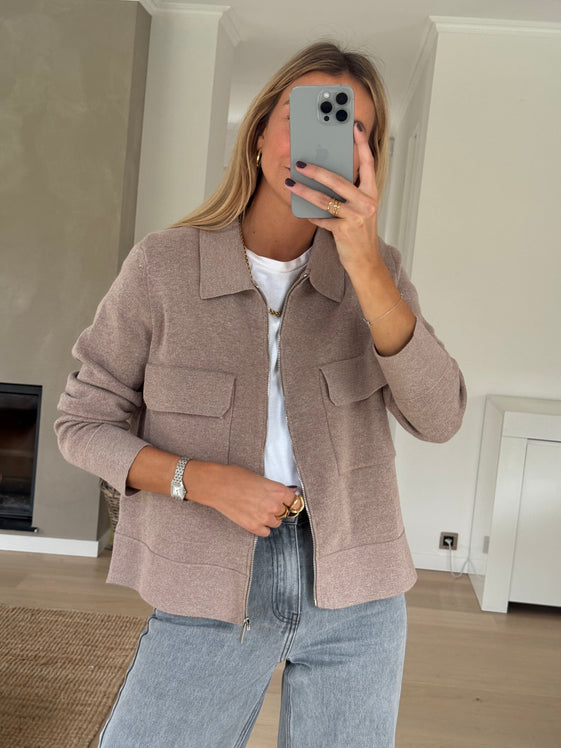 Beige Eather Cardigan