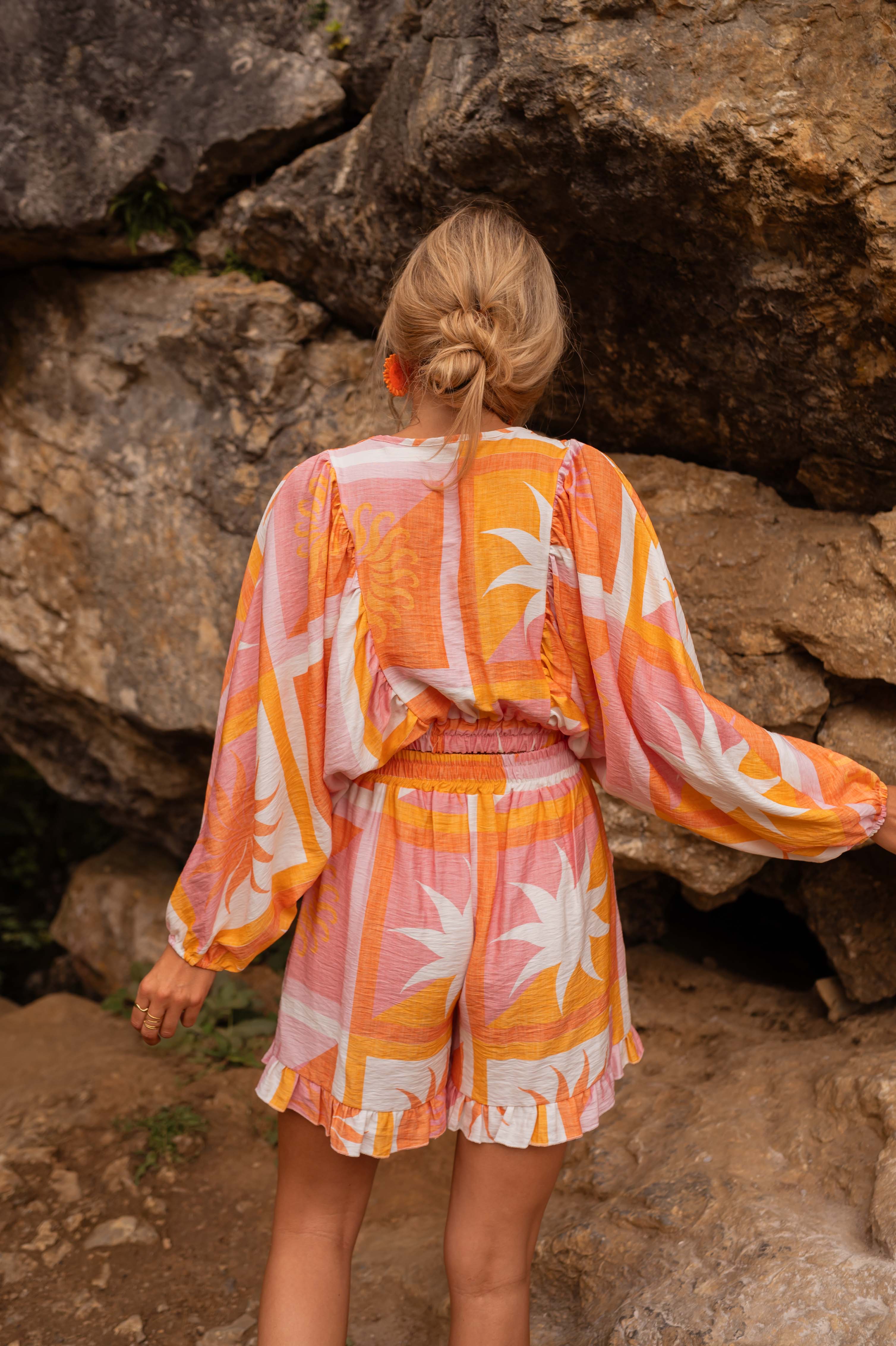 Orange Patterned Charline Blouse