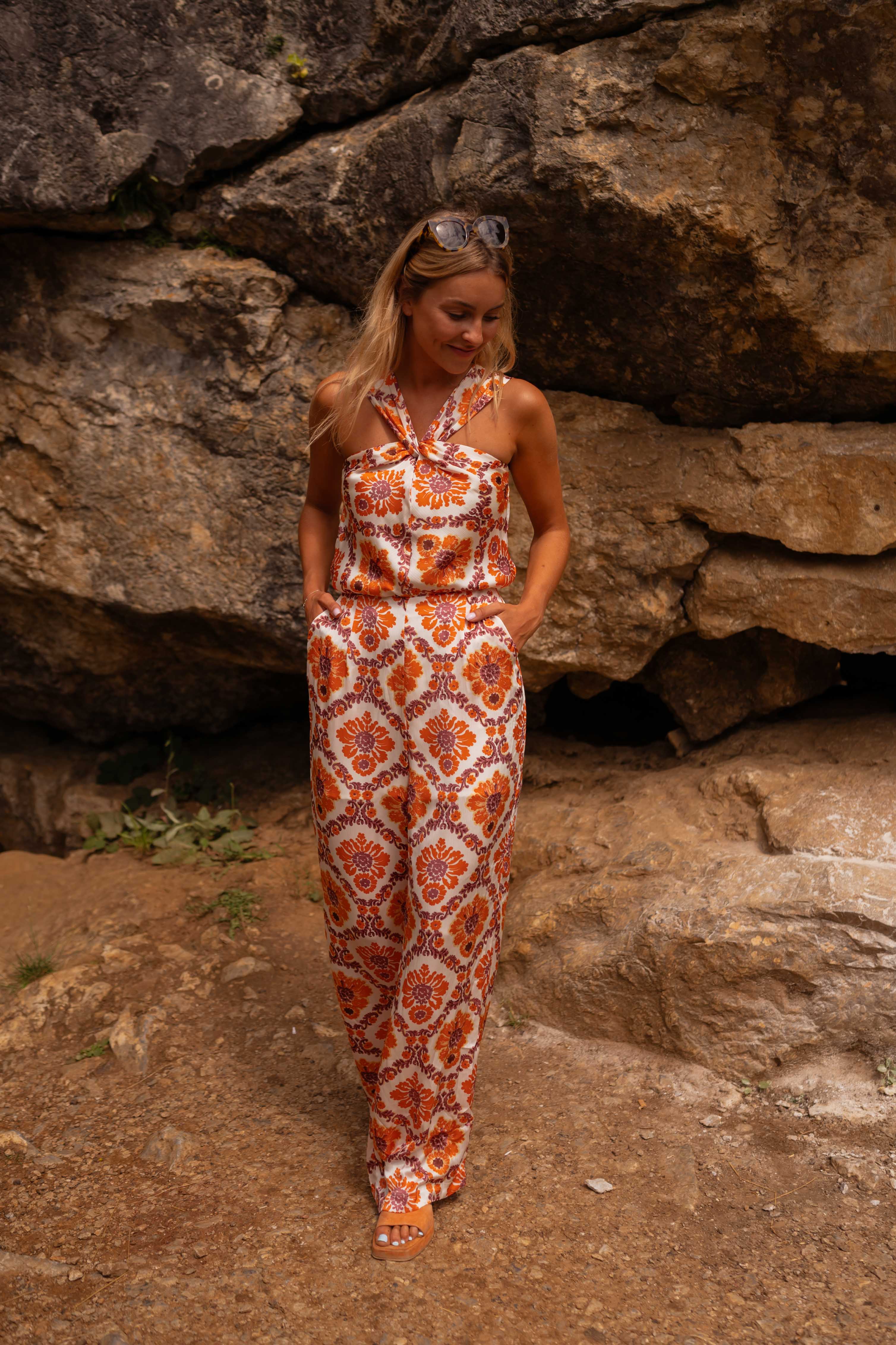 Orange Patterned Roxane Jumpsuit