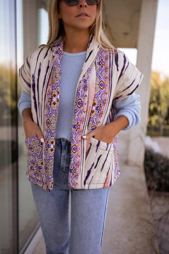 Patterned Lievine Sleeveless Jacket