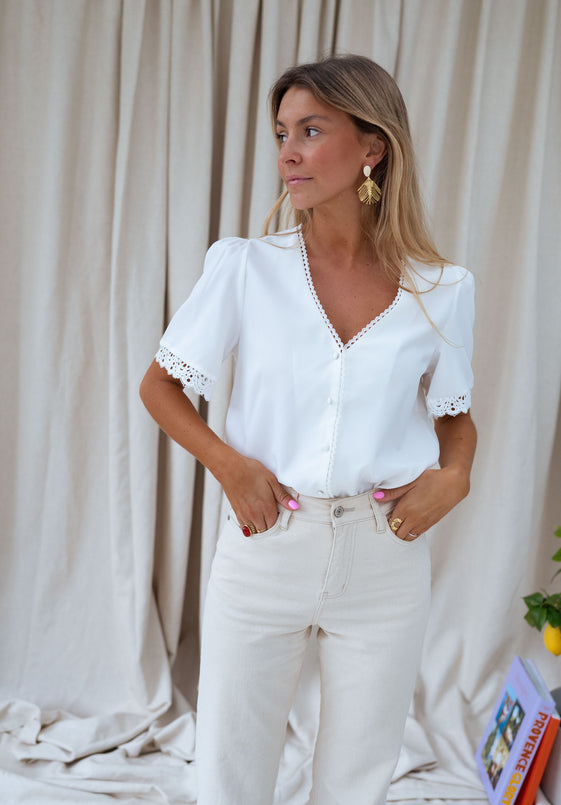 White Celie Blouse